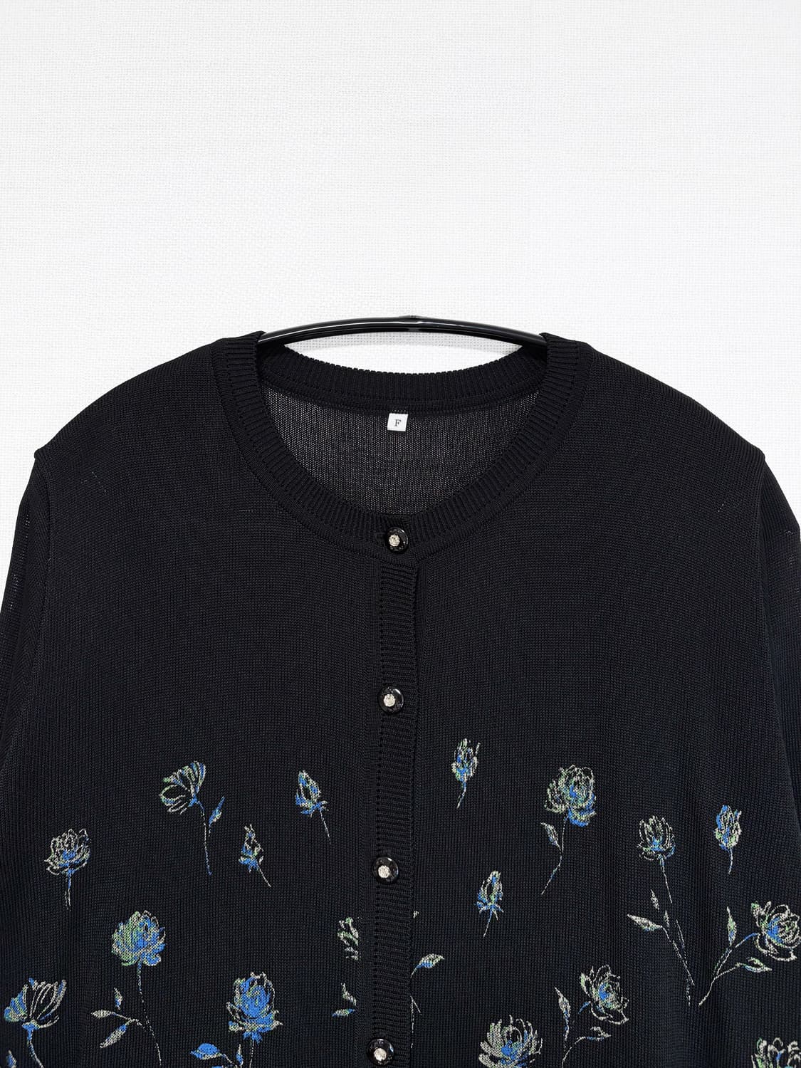Blue Rose Knit Cardigan - Black 상품이미지5
