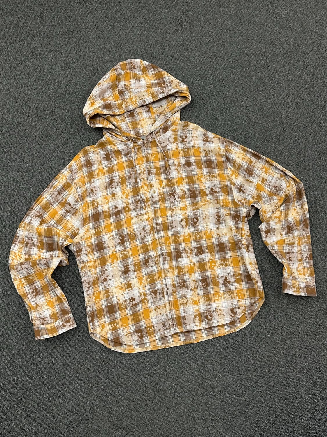 OS)빈티지 그런지 오버핏 후드 체크 셔츠 상품이미지3