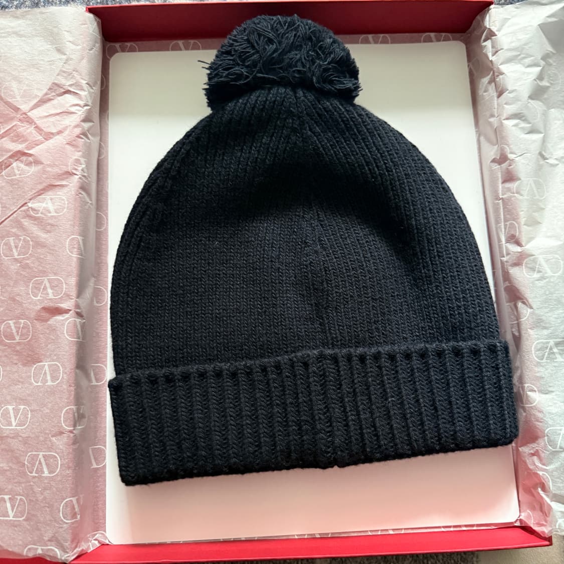 VALENTINO 발렌티노 레터링 로고 네이비 비니 상품이미지2