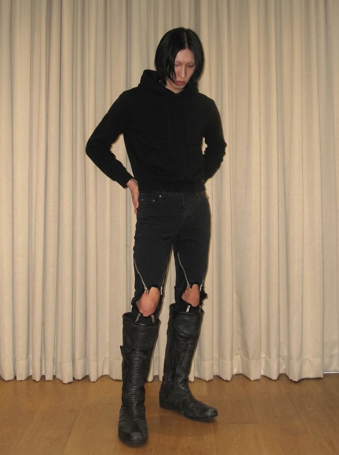 ( 레어 )언더커버 25ss 스트레치 무릎홀 4 Zip 진 상품이미지1