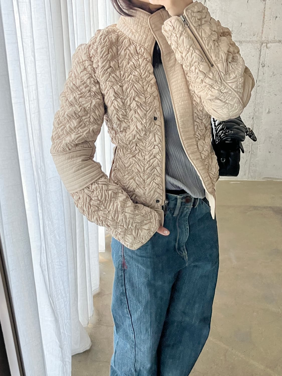 Silolona 퀼티드 봄버 자켓 스킨 상품이미지2