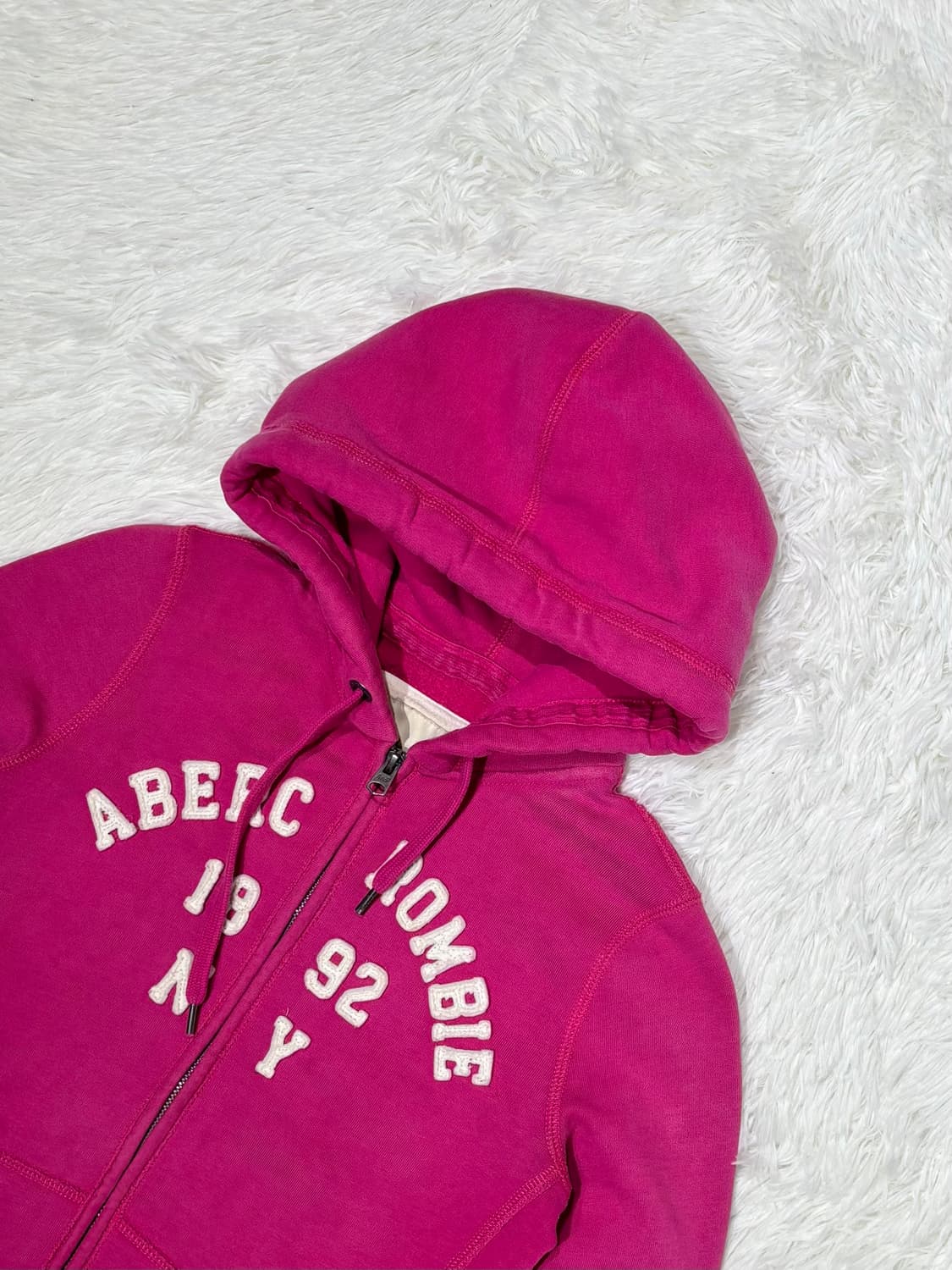 아베크롬비 딥핑크 빅로고 후드집업 상품이미지5