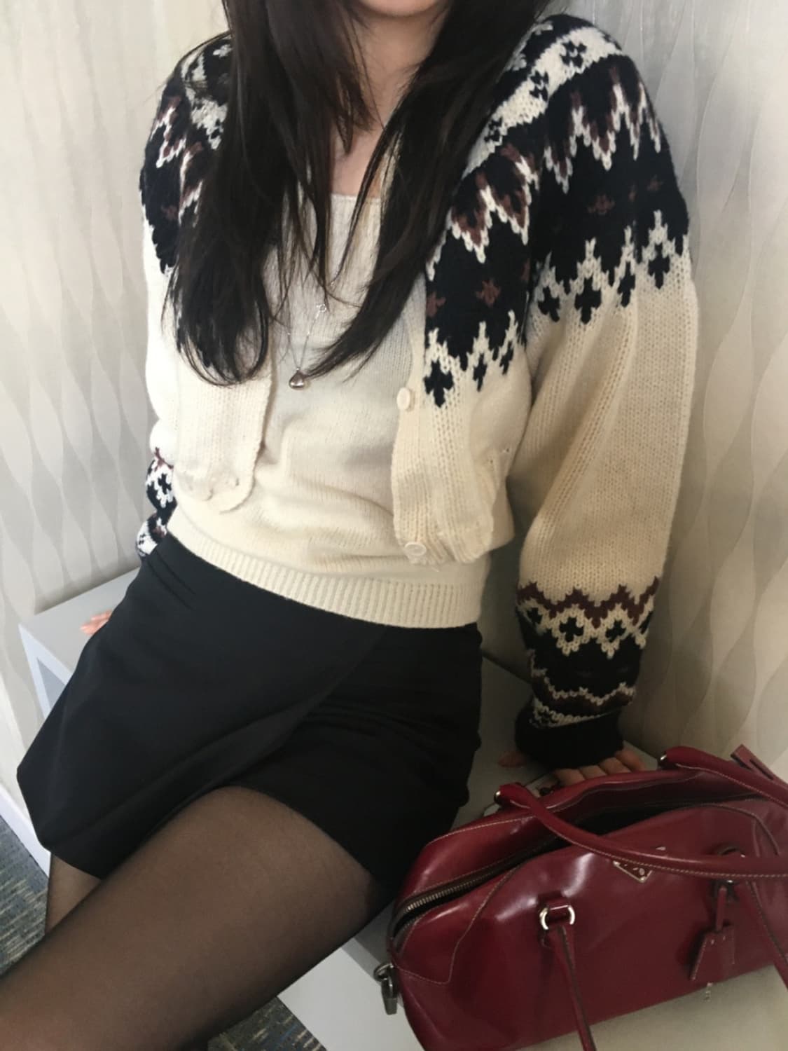 아워캐비넷 스노우 크롭 니트 가디건 세트 상품이미지2