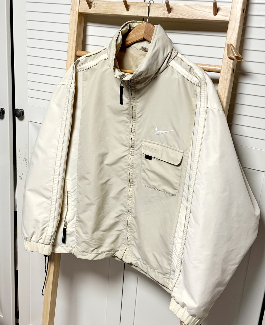 XL 나이키 빅로고 올드스쿨 베이지X아이보리 90S 바람막이 자켓 상품이미지5