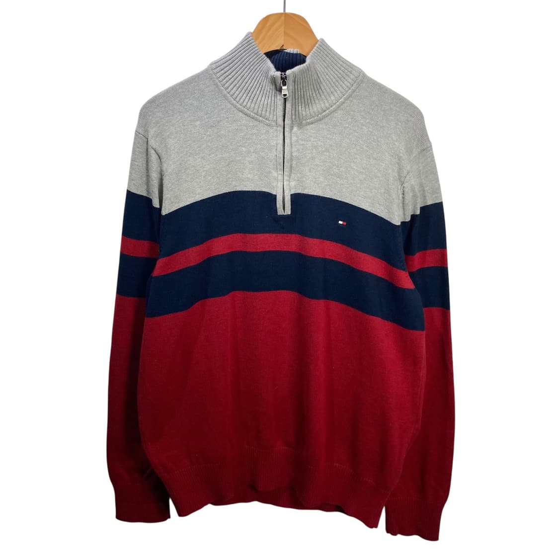 타미힐피거 배색 반집업 니트 상품이미지2