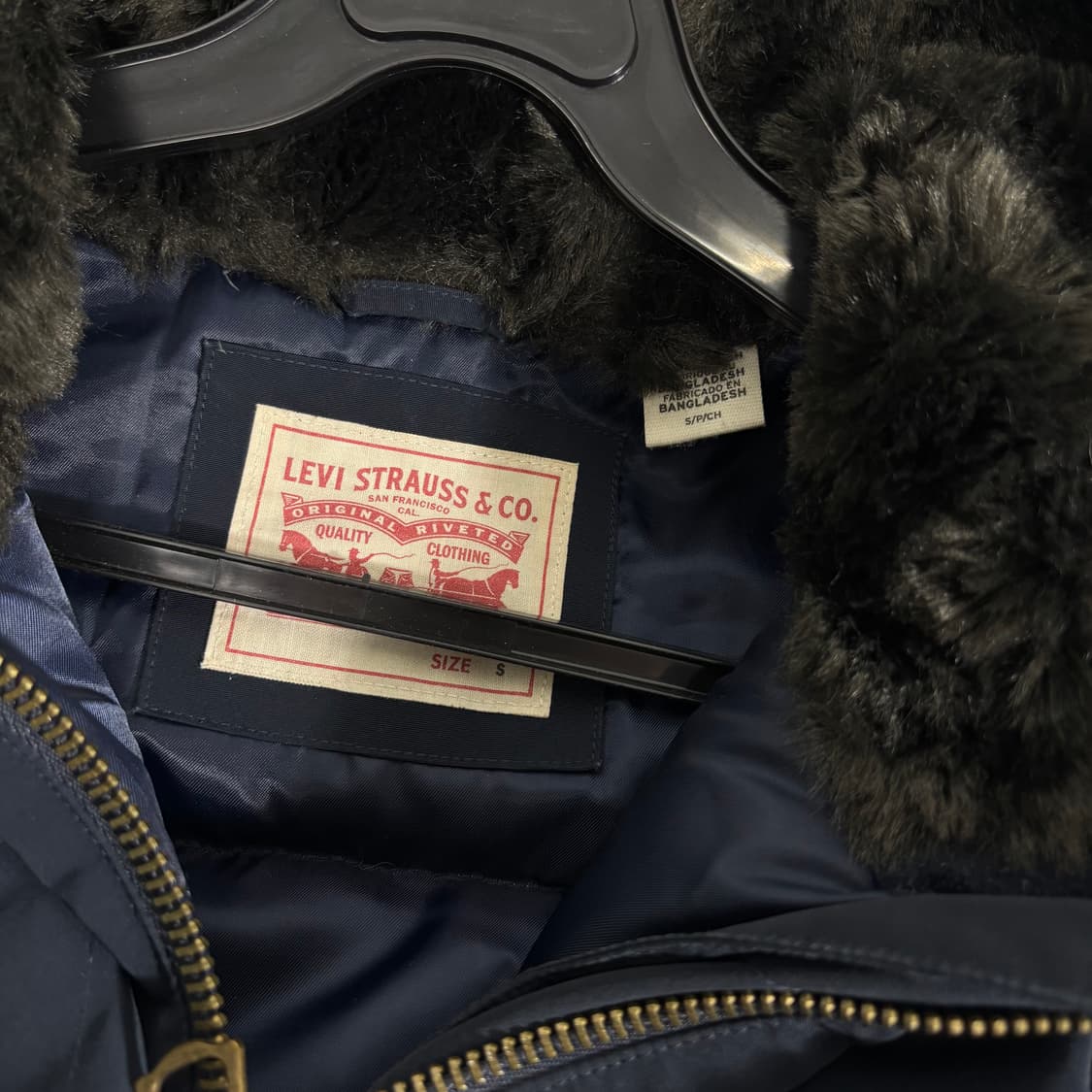 우먼S-M 리바이스 다크네이비 N3B 후드 야상패딩점퍼 상품이미지3