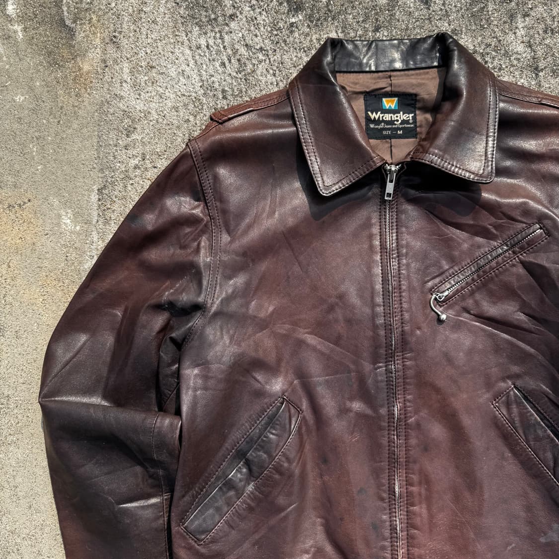 [M] 90s Wrangler 랭글러 가죽 스포츠 자켓 상품이미지4