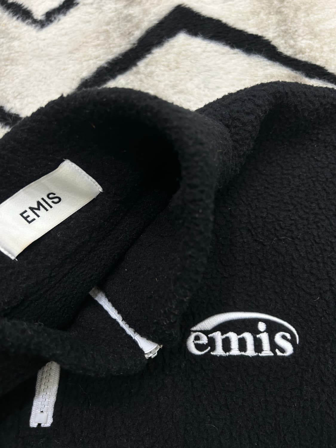 [S]EMIS 크롭 반집업 플리스/블랙 상품이미지5