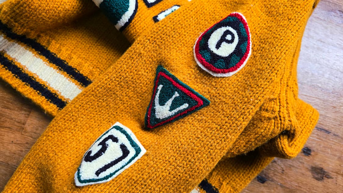 일본  POSHBOY 빈티지 자수 패치 니트 , 프레피 감성 상품이미지4