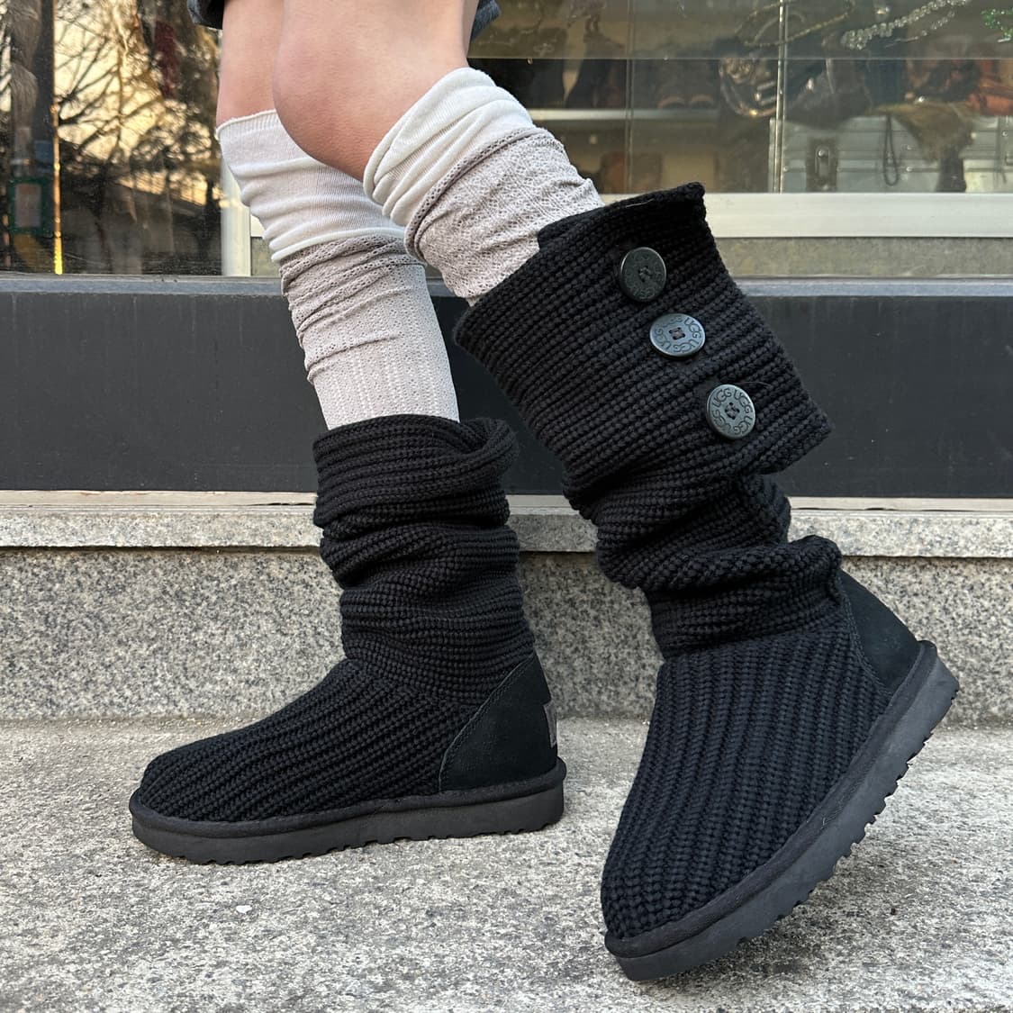 00s 블랙 니트 카디 어그 부츠 상품이미지5