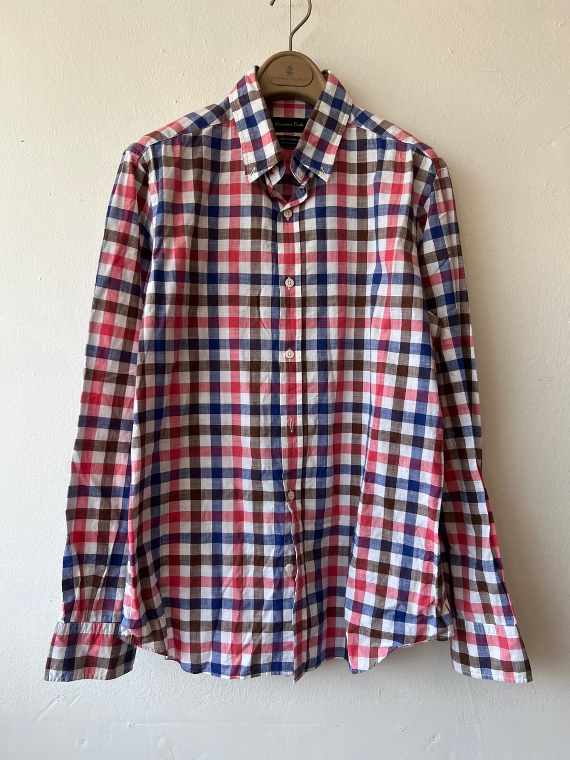 마시모뚜띠 남성 네이비핑크 코튼긴팔셔츠 상품이미지2