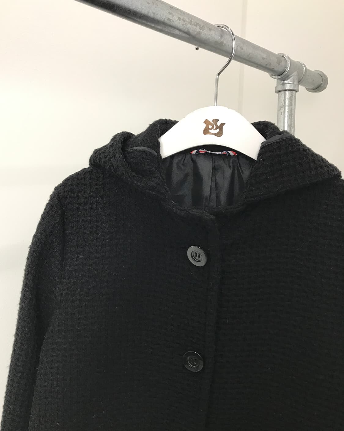 Jpn Textured Black Hooded Coat 상품이미지6
