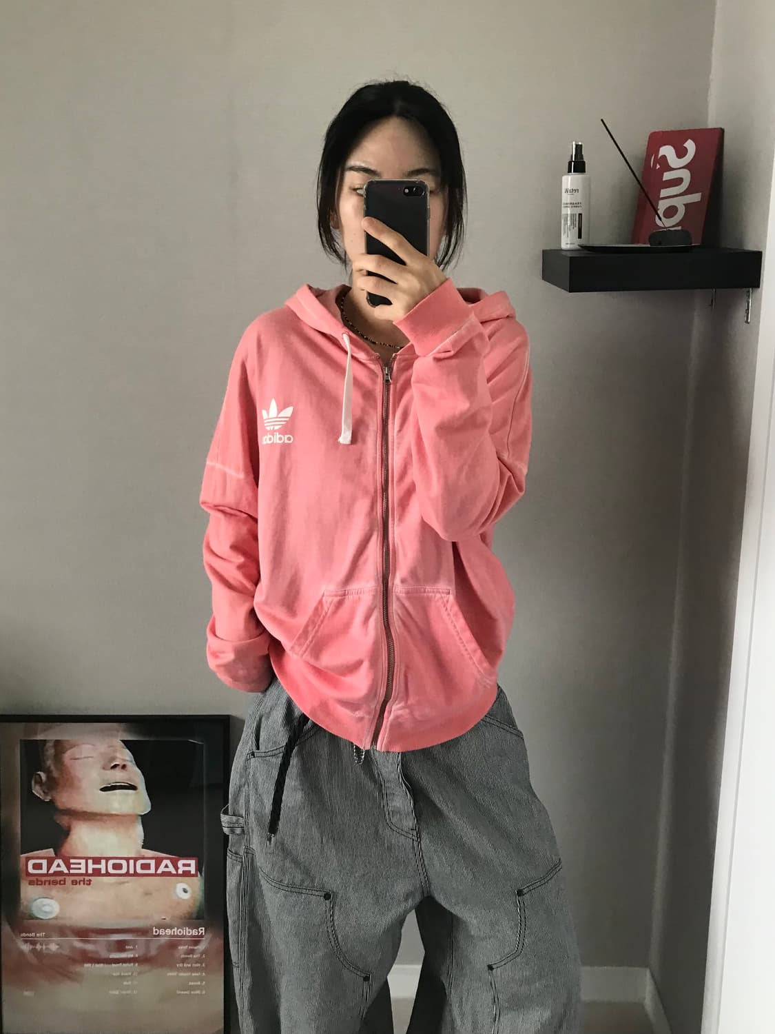 아디다스 00년대 올드스쿨 트레포일 핑크 후드집업 상품이미지2