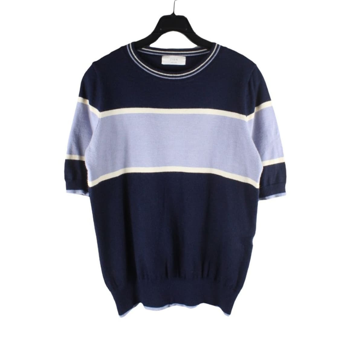 빈티지 zien 지엔 스트라이프 배색 반팔 니트 상품이미지1