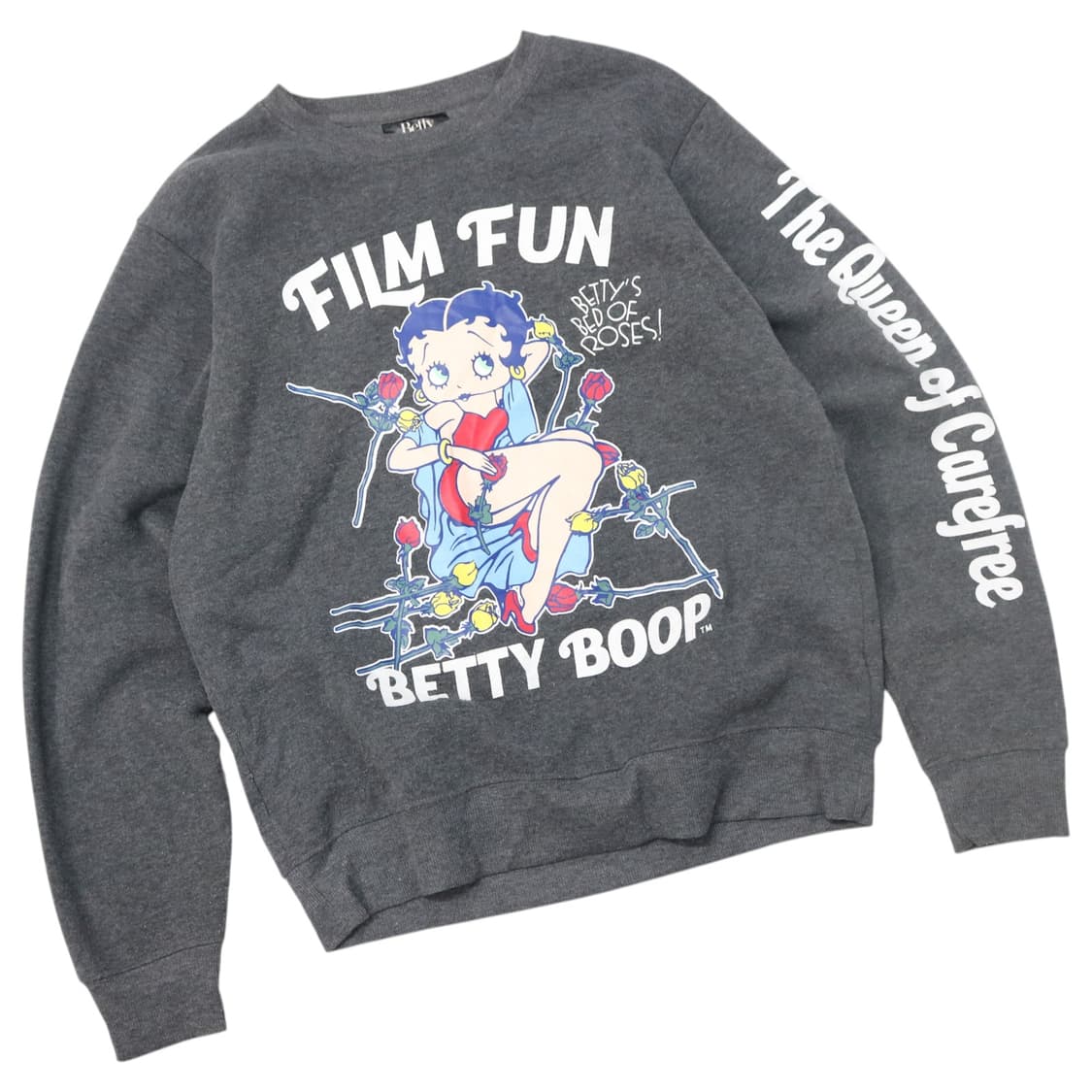 Betty Boop 베티붐 빈티지 필름 펀 로즈 그래픽 기모 맨투맨 (M 상품이미지1