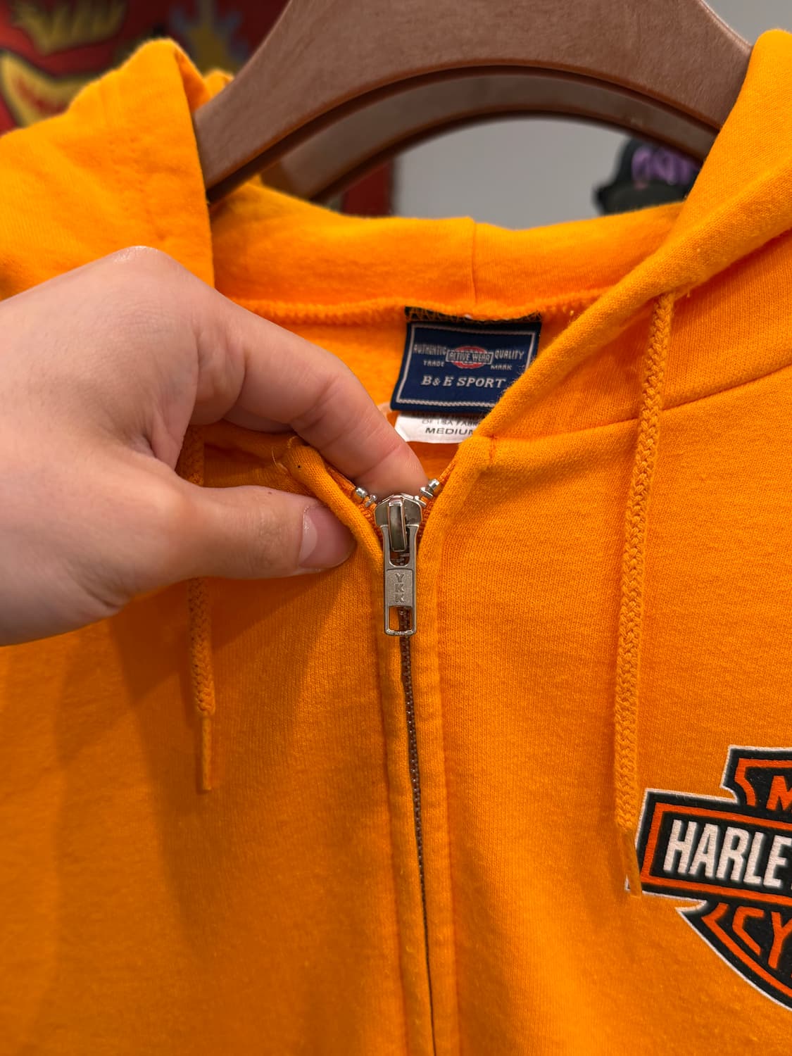 B&E Sport 빈티지 할리데이비슨 후드 집업 상품이미지3