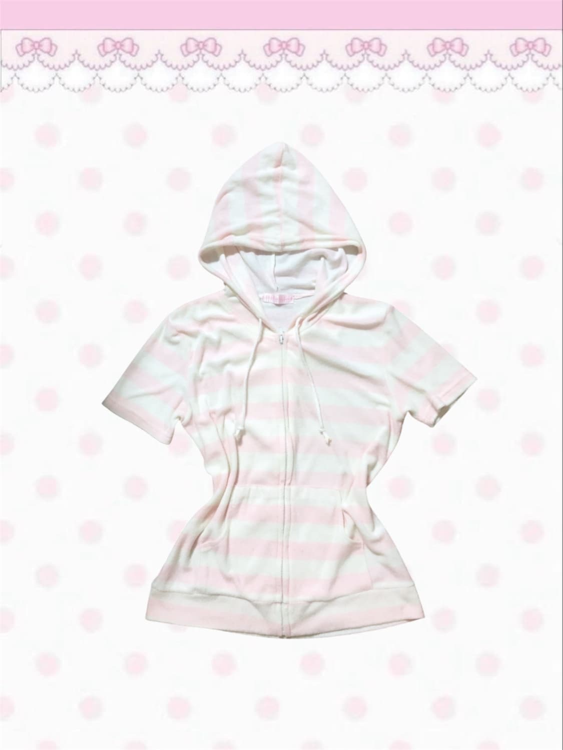 빈티지 히메갸루 tralala st 딸기바닐라 스트라이프 후드집업 상품이미지1