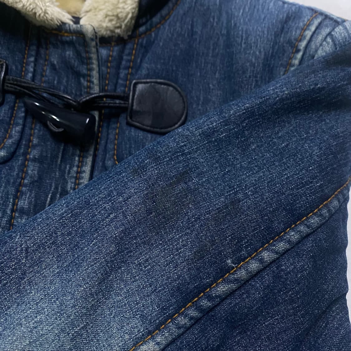 빈티지 데님 무스탕 더플코트 실측 여성 55 상품이미지6