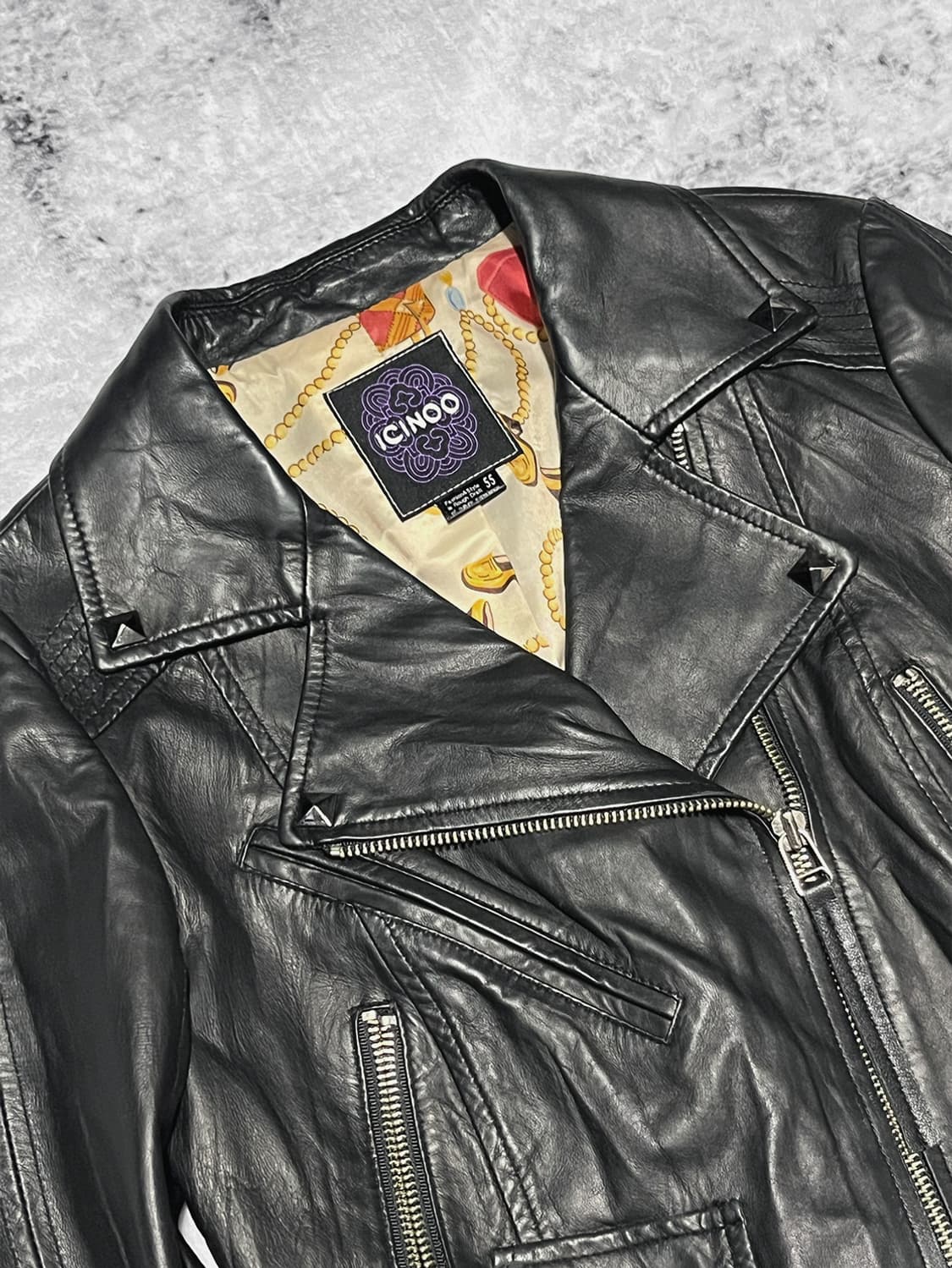 (icinoo) punk stud crop leather jacket  상품이미지3