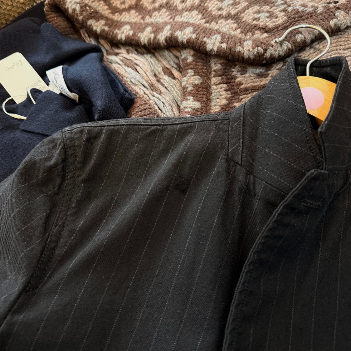 PPFM 지퍼 디테일 스트라이프 패턴 블레이저 중기장 코트 자켓 상품이미지9