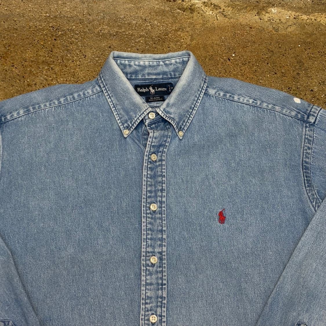 90s 미국 빈티지 폴로랄프로렌 청남방 청셔츠 데님셔츠 상품이미지3