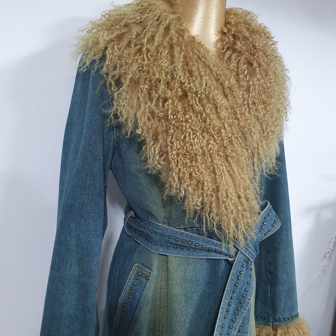 세실맥비 빈티지 리얼 티벳 램퍼 스터드데님 코트 오네갸루 라떼갸루 y2k 상품이미지2