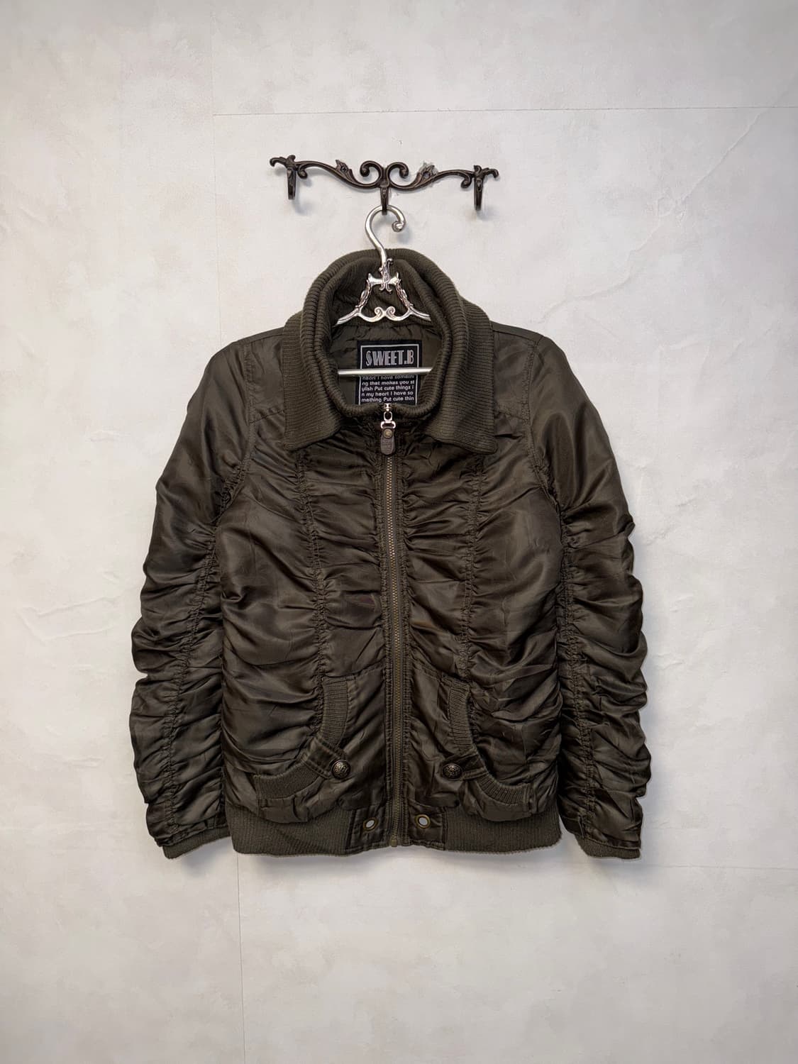 Sweet.B khaki shirring padded jumper 상품이미지1