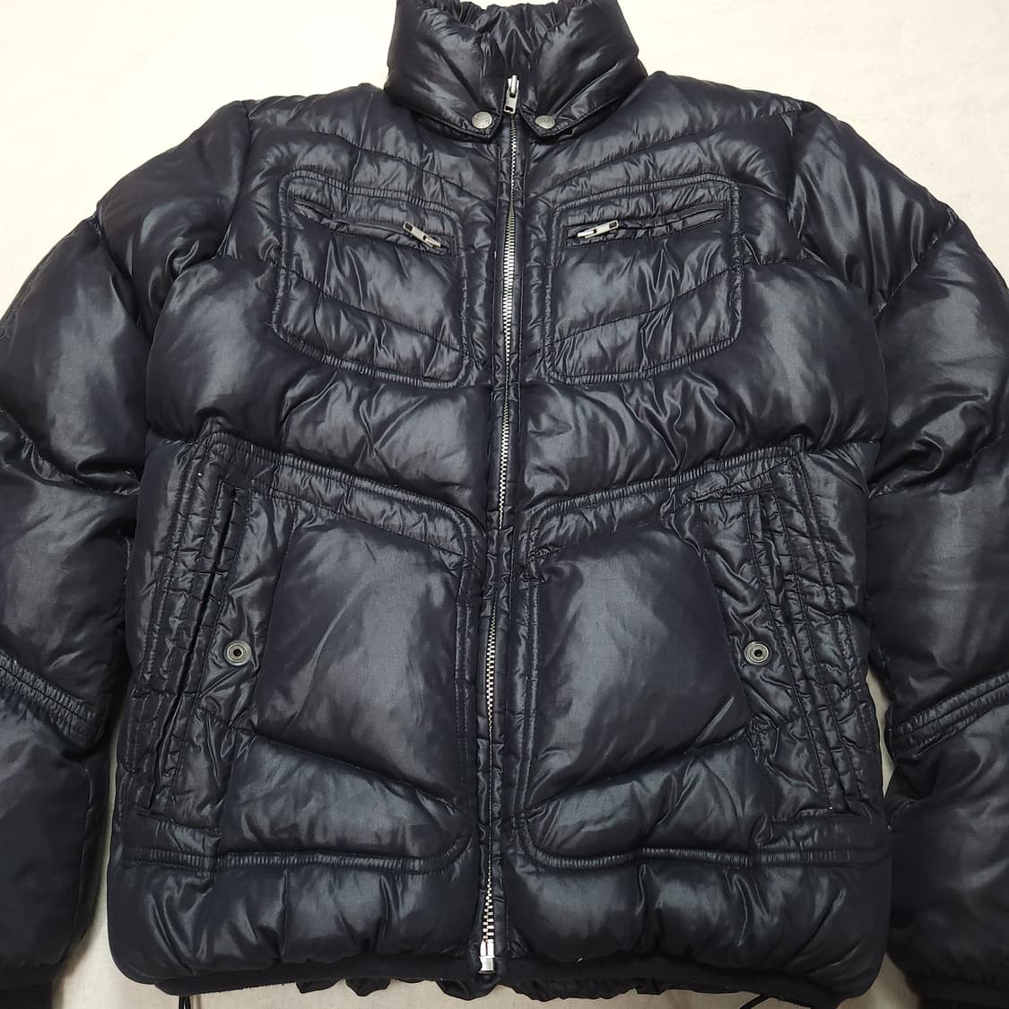 [S] 디젤 네이비 니일론 남여 숏패딩 (~90) 상품이미지2