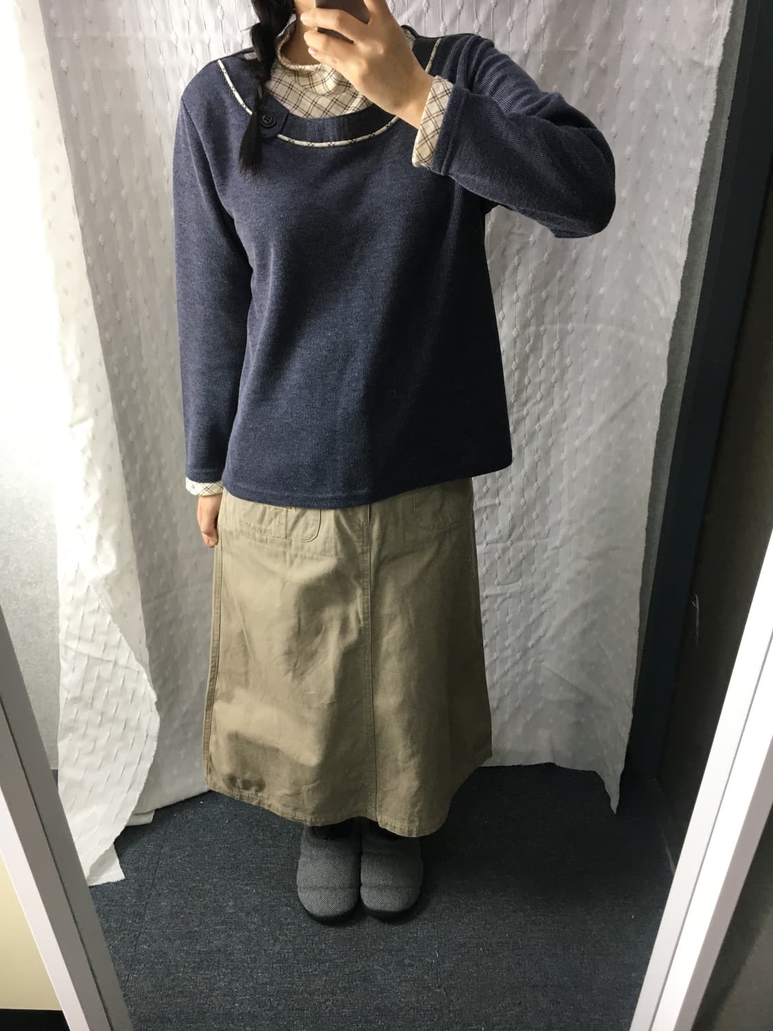 체크 레이어드 긴소매 티셔츠 상품이미지4