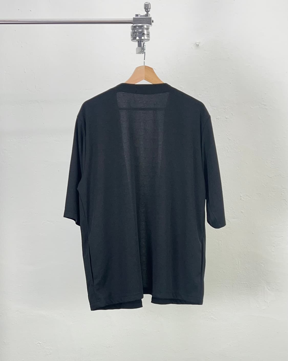 빔즈 블랙 유카타 리넨 논카라 로브 가디건 상품이미지6