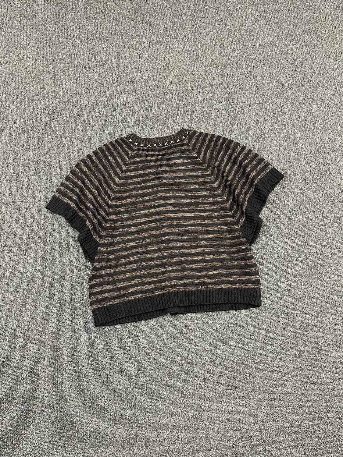 M-L)Polpoa vintage 여성 스트라이프 니트 베스트 가디건 상품이미지5