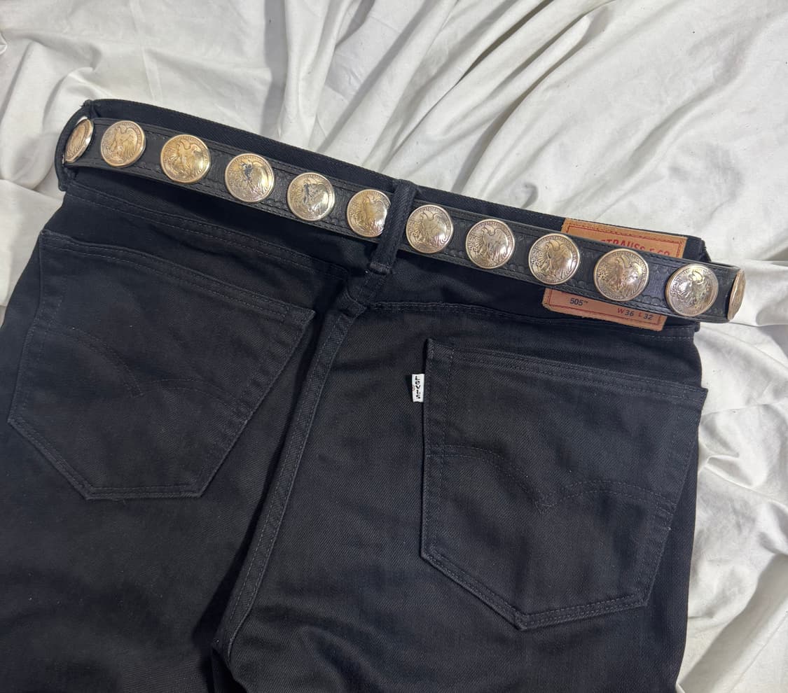 90s usa Justin 카우 하이드 하프 달러 웨스턴 벨트 상품이미지2