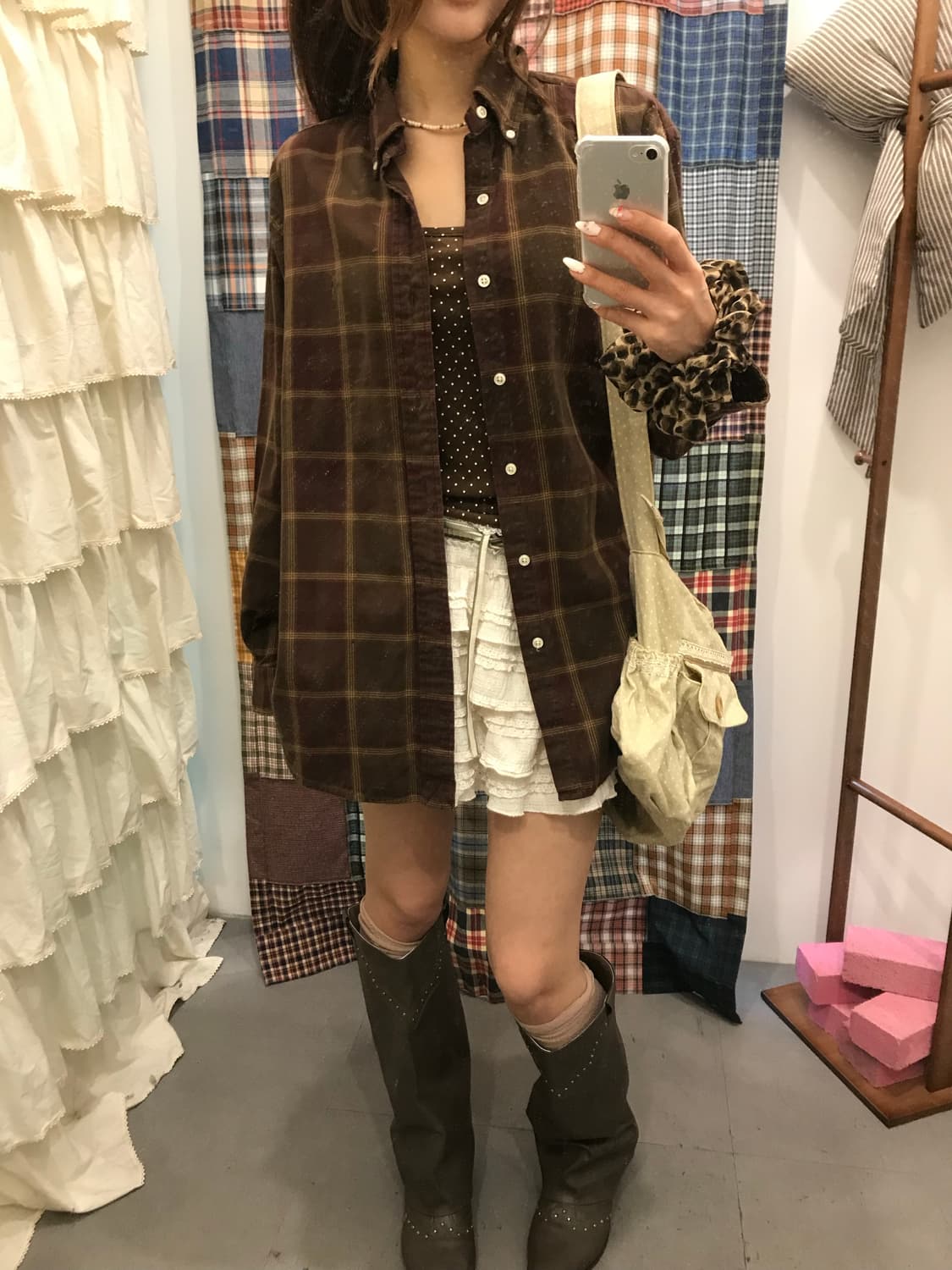 폴로 브라운 체크셔츠  상품이미지3