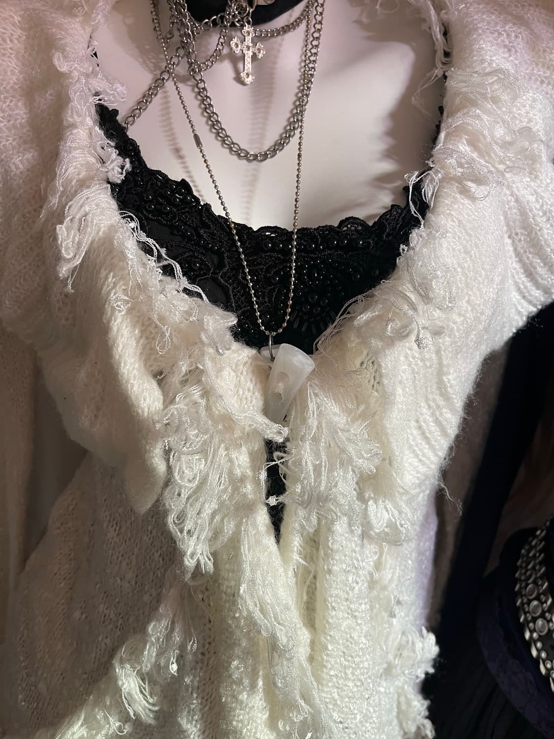 그런지 화이트 가디건 상품이미지4