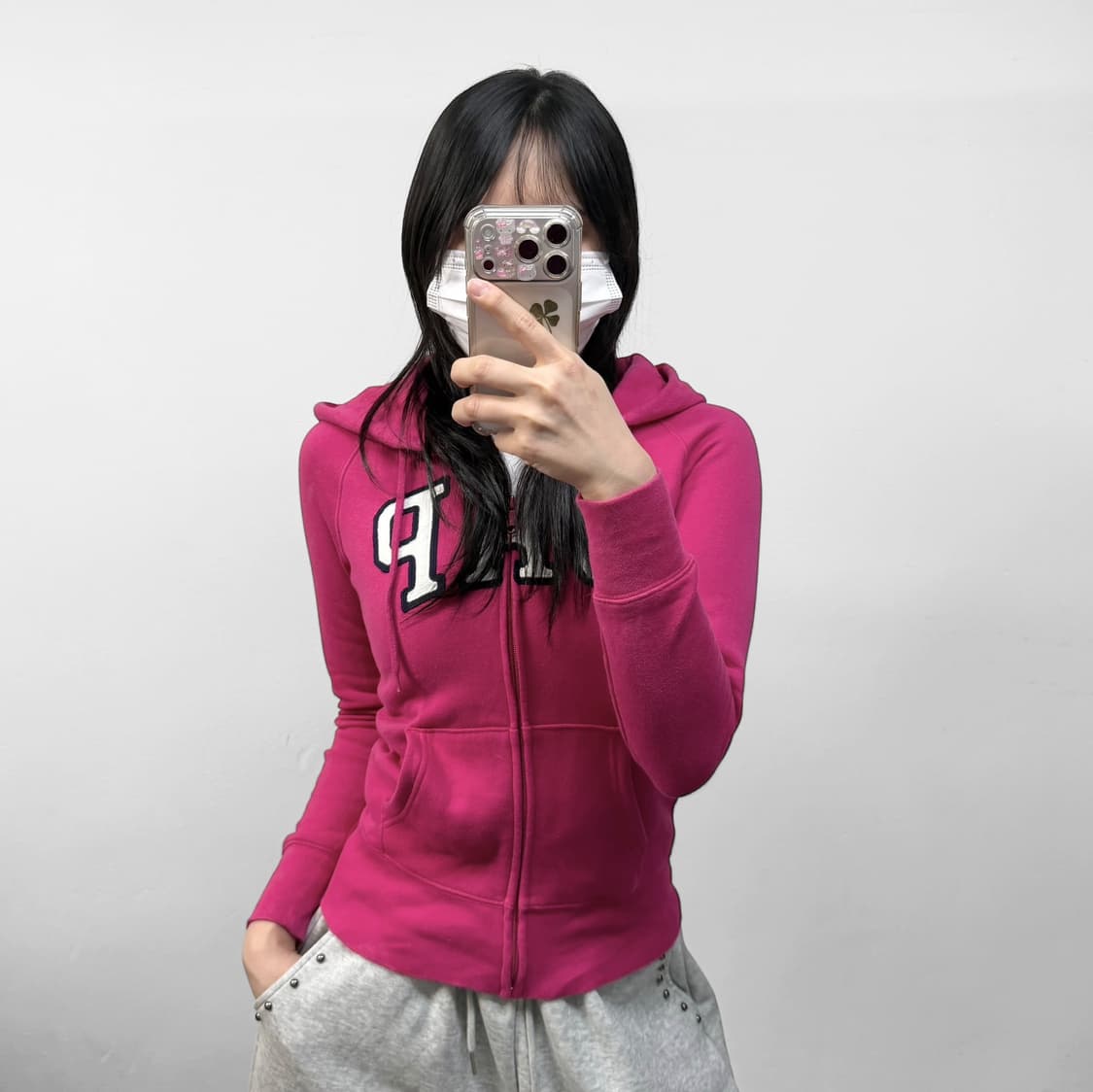 갭 Gap 스펠 로고 후드집업 핑크 상품이미지1