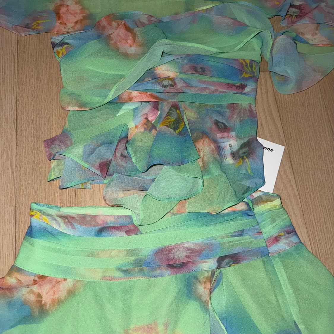 Guizio 쉬폰 랩 어라운드 셋업 xxs 탑 스커트 상품이미지3