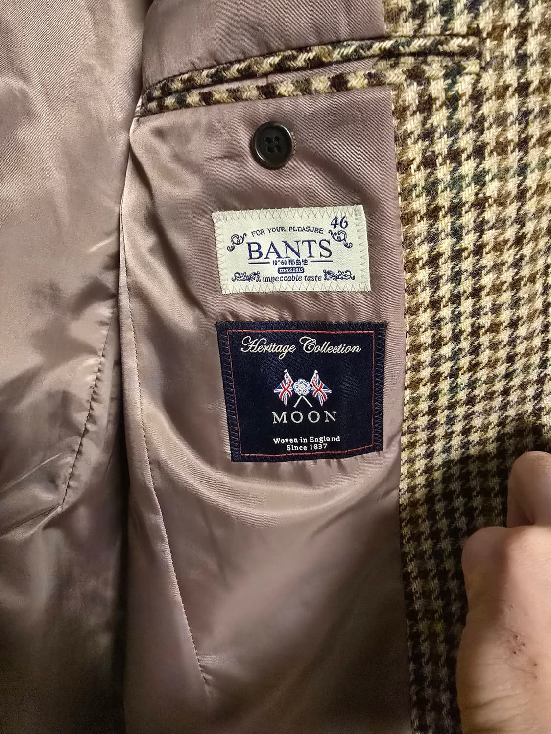 반츠 BTS 건 클럽 체크 트위드 울 투버튼 싱글 자켓 - 브라운 상품이미지3