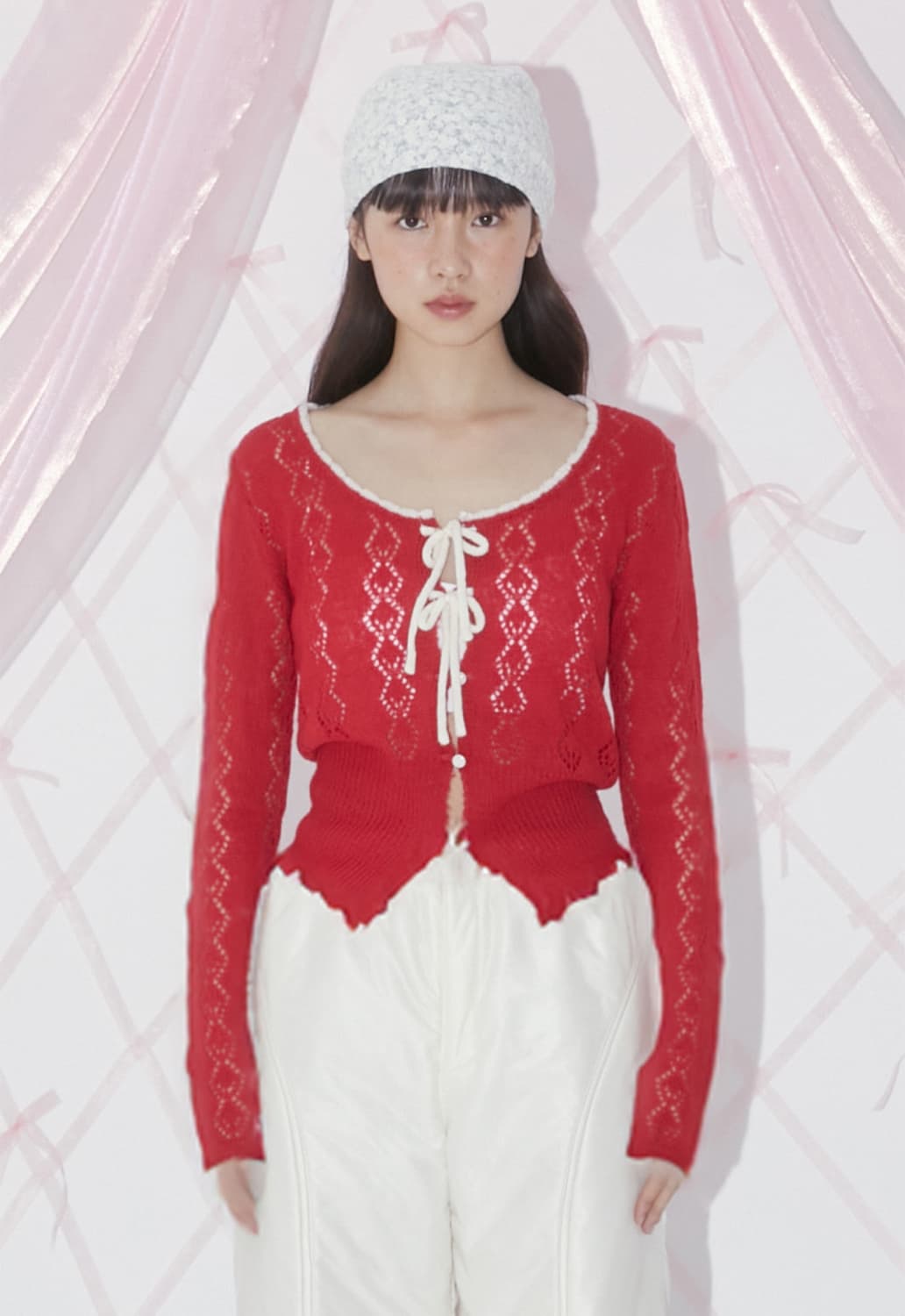 마가린핑거스 리본 가디건 니트 SCALLOP RIBBON CARDIGAN 상품이미지1