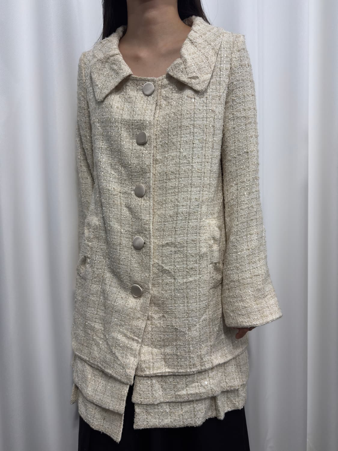 lovely tweed glitter ribbon coat 상품이미지3