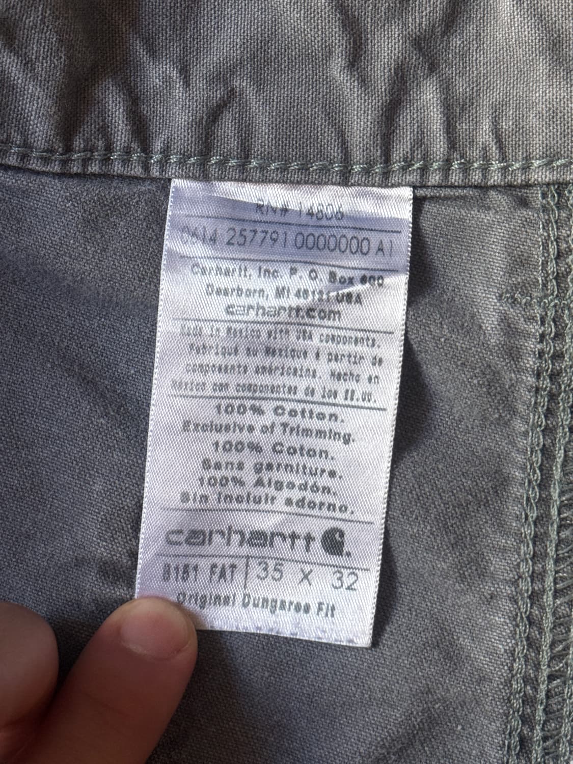 [35]칼하트USA 더티워싱 FAT 라이트캔버스 싱글니 워크 팬츠 상품이미지9