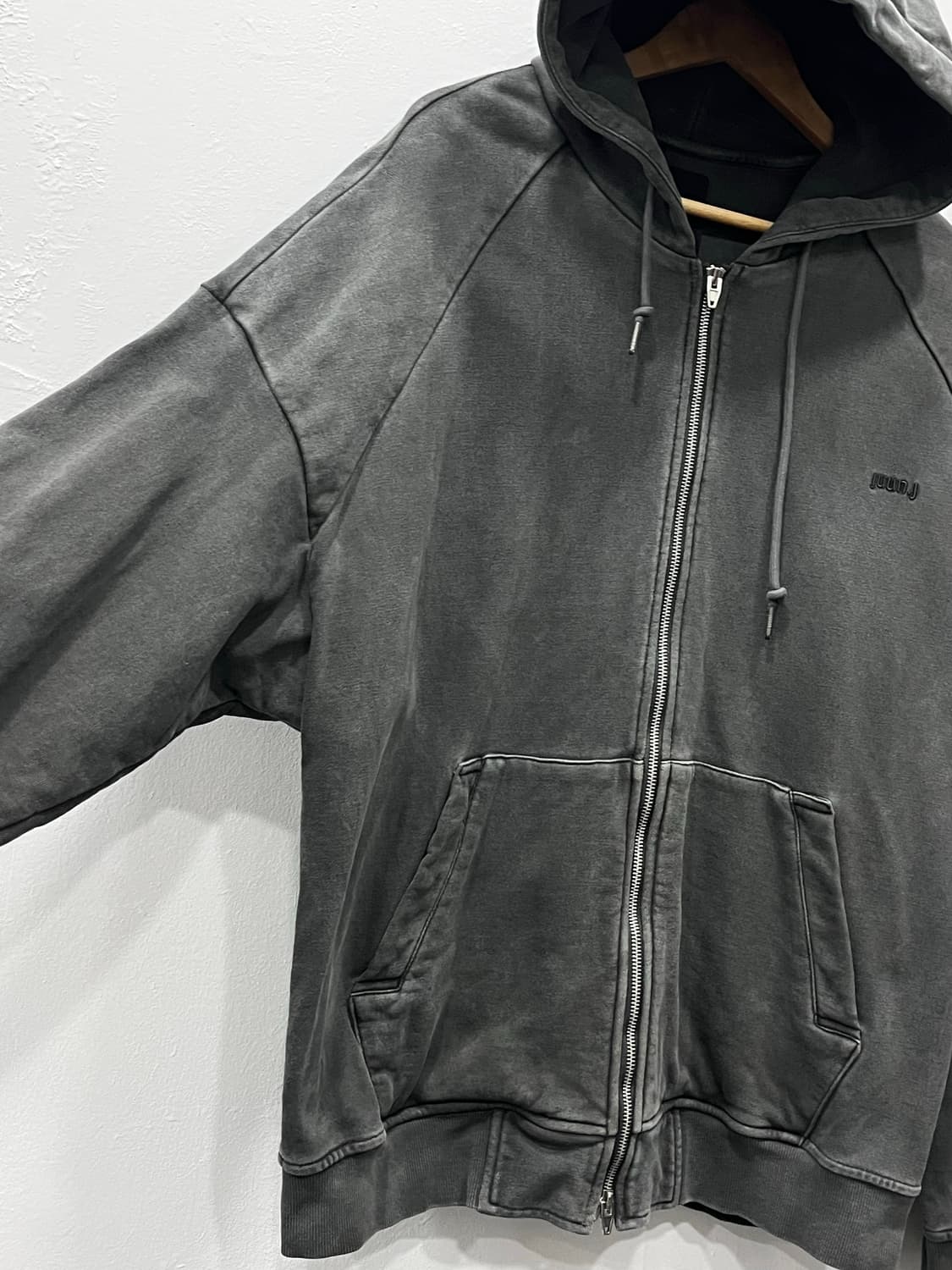 준지 juunj 가먼트다잉 그레이 워싱 후드집업 M 상품이미지4