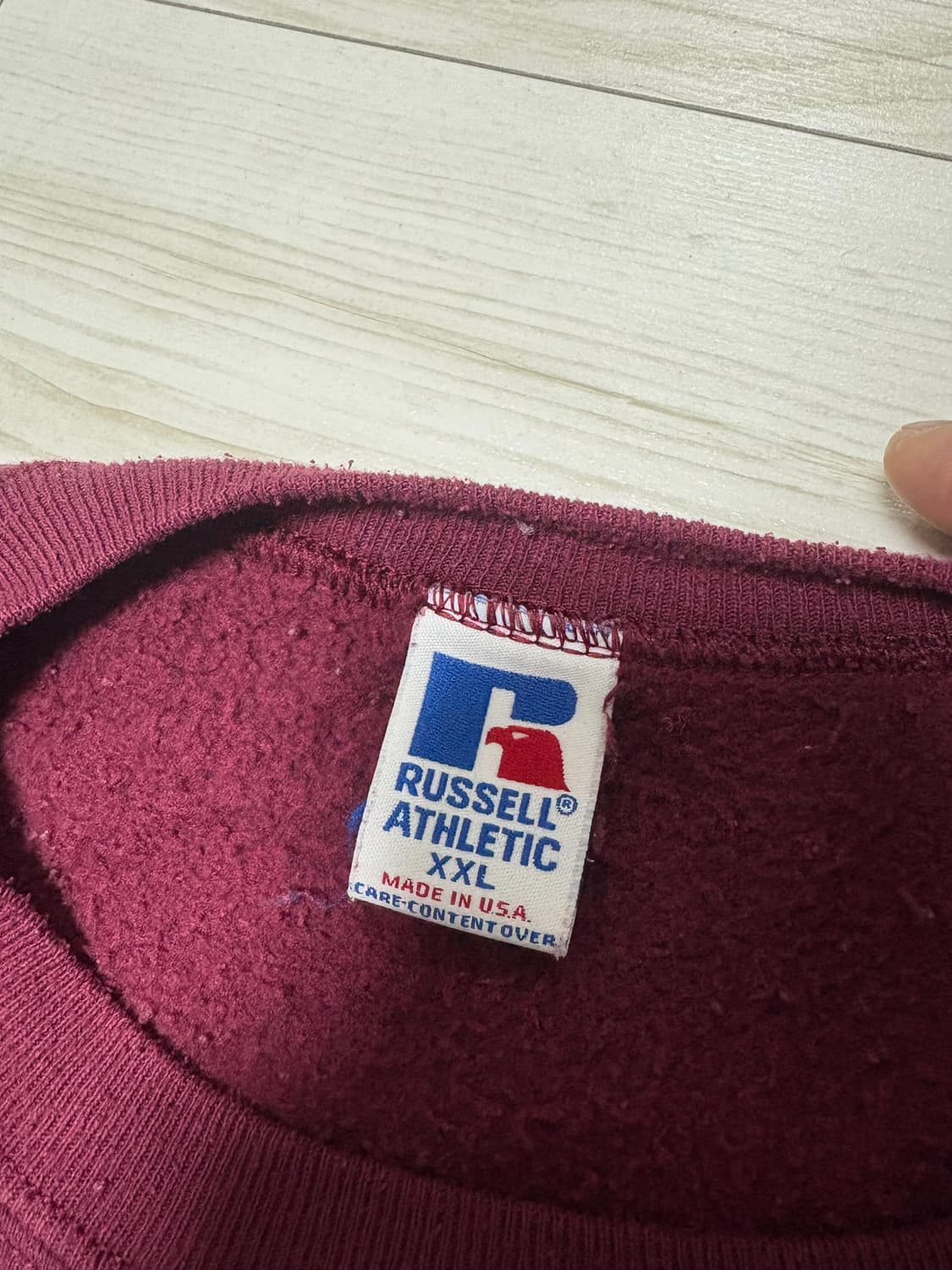 90s russell usa 러셀 plain sweat 버건디 2xl 상품이미지3