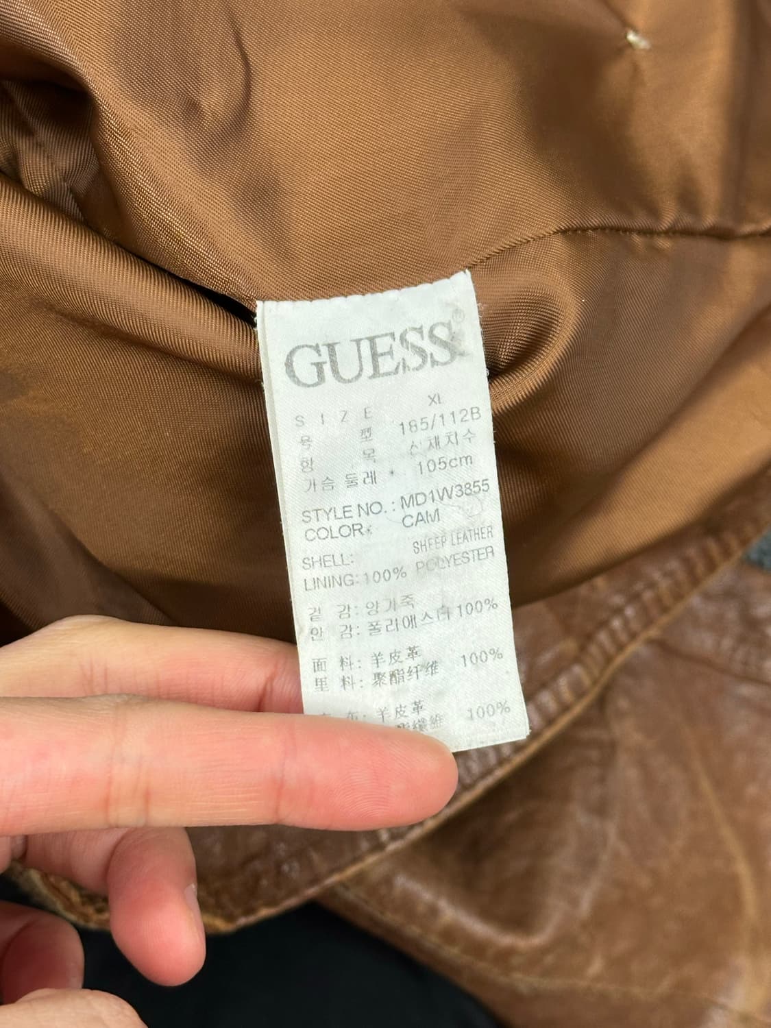 XL)게스 빈티지 브라운 가죽자켓 상품이미지6