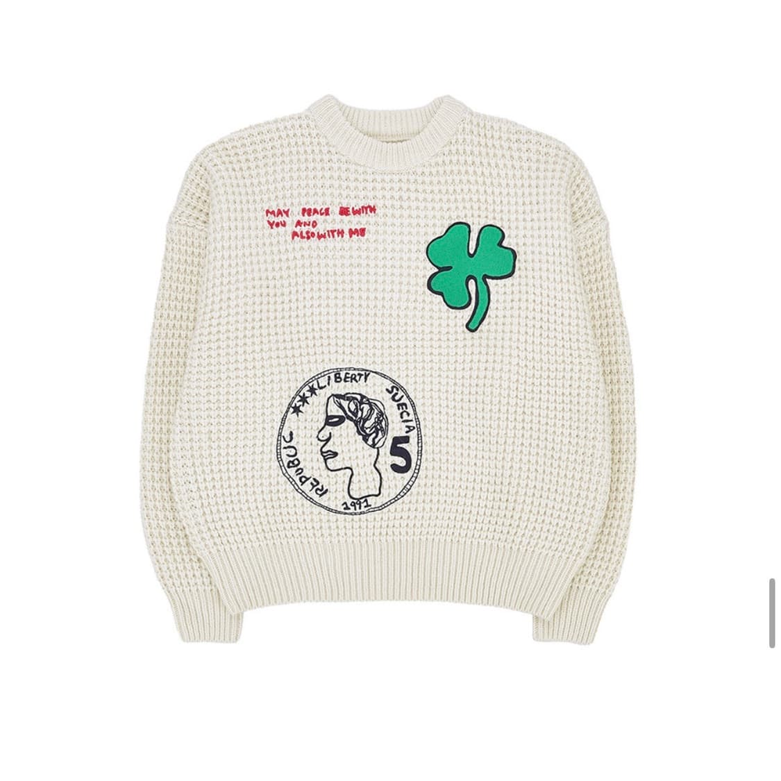 에스티유 X 행크 엠브로더리 와플 니트 크림 상품이미지2