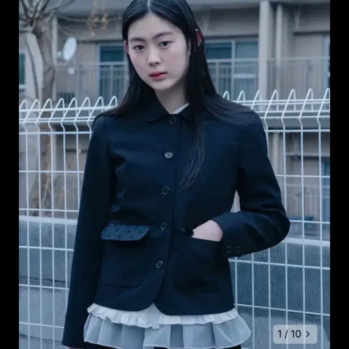 오헤시오 도트 자켓 블랙 상품이미지1