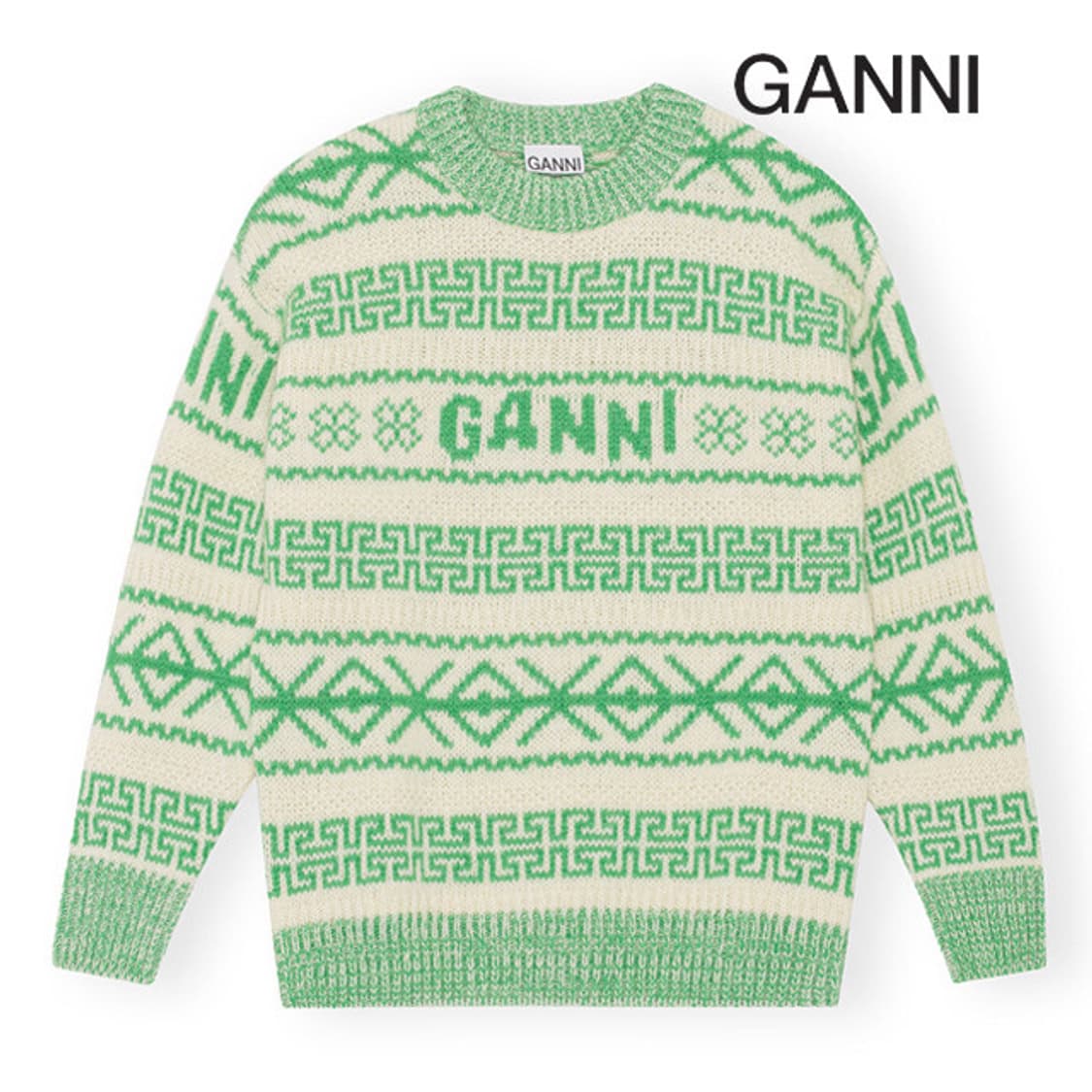 GANNI 가니 울 니트 오버핏 그린 k1834 135 상품이미지2