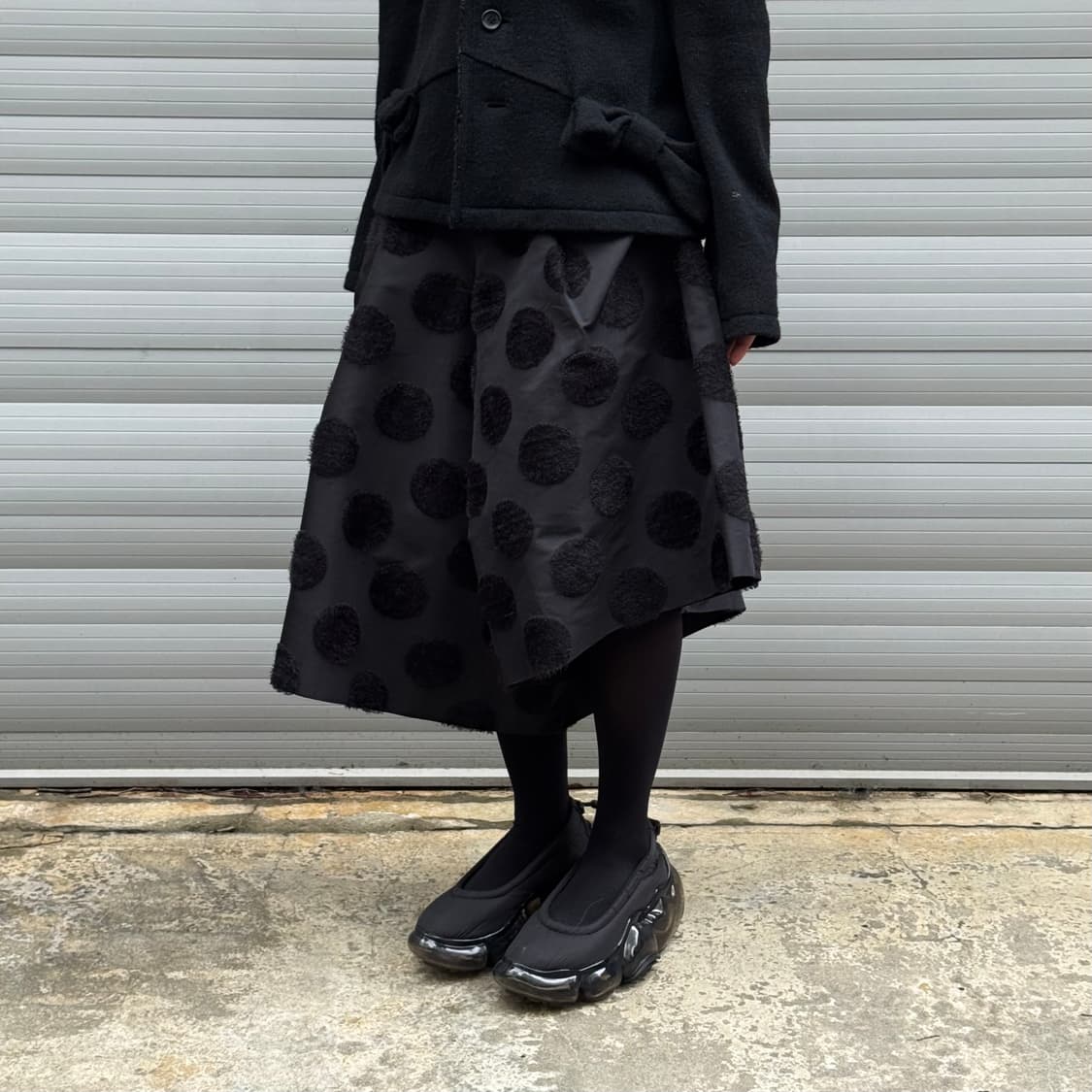 Asymmetrical Polka Dot Black Skirt Pants 상품이미지10