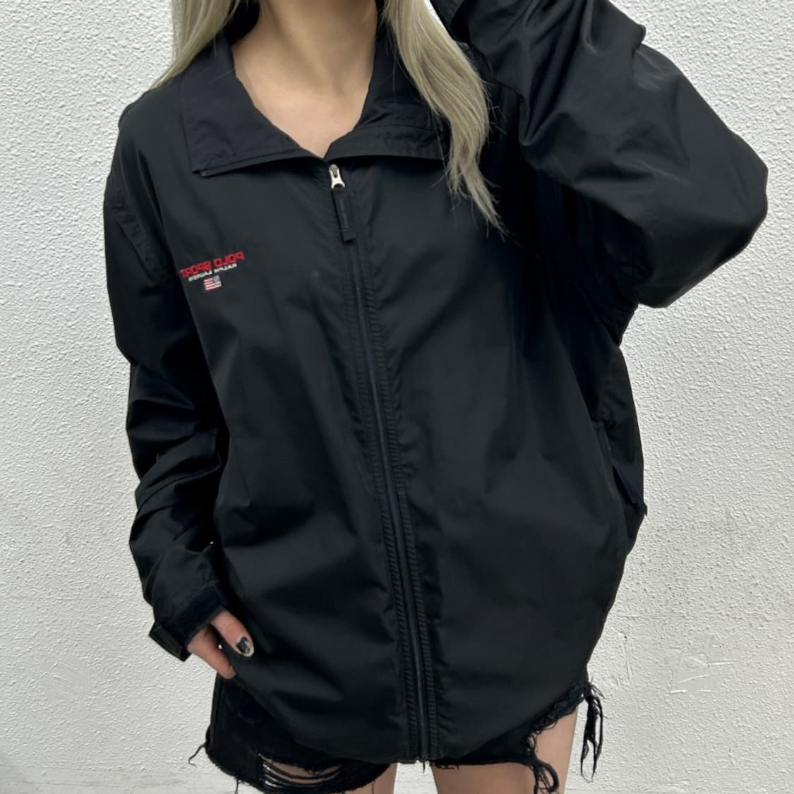 폴로 랄프로렌 자수로고 블랙 윈드브레이커 L 상품이미지1