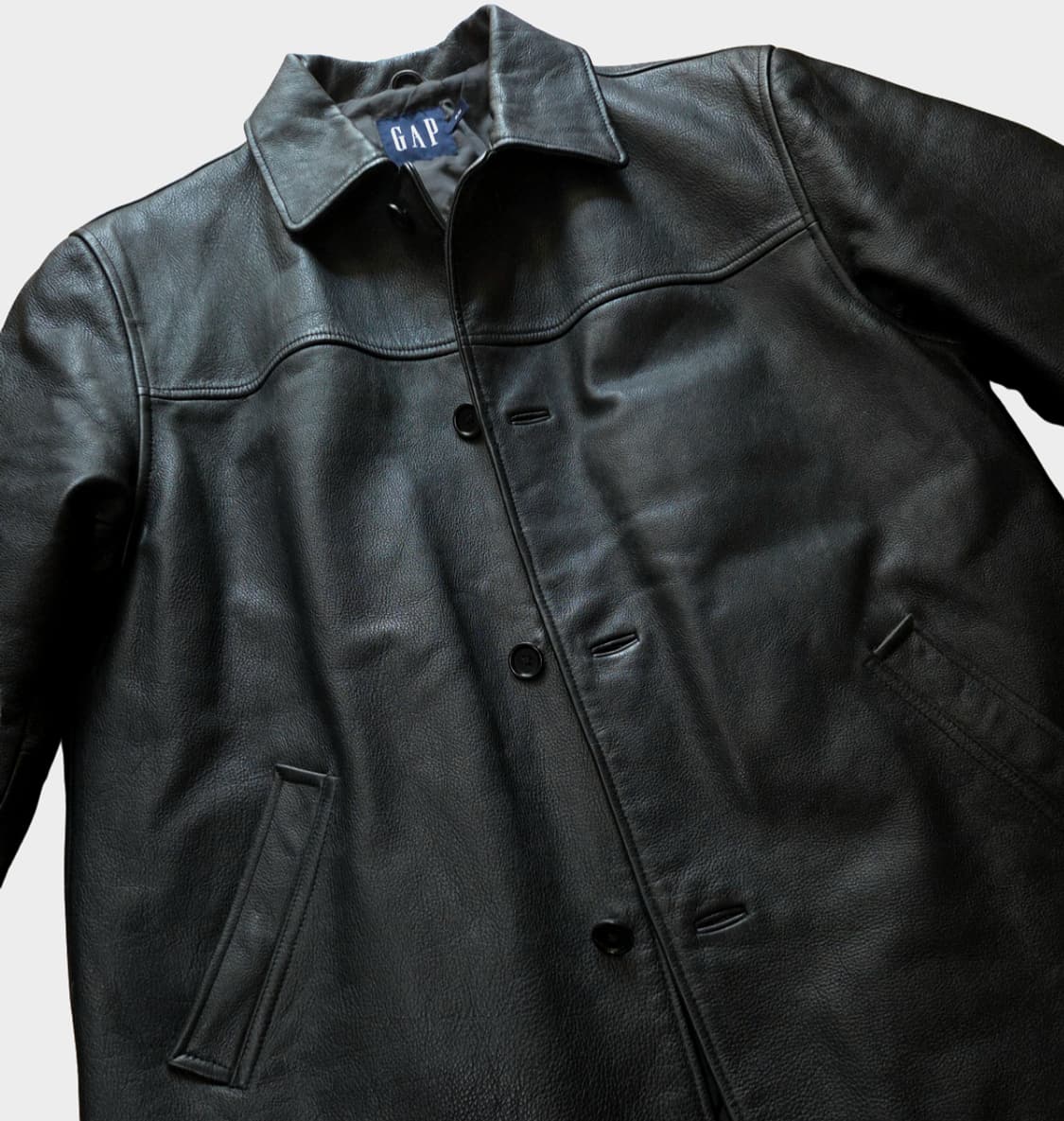 (M) 90s 올드갭 Rare 소가죽 레더 카코트 Old gap 상품이미지2