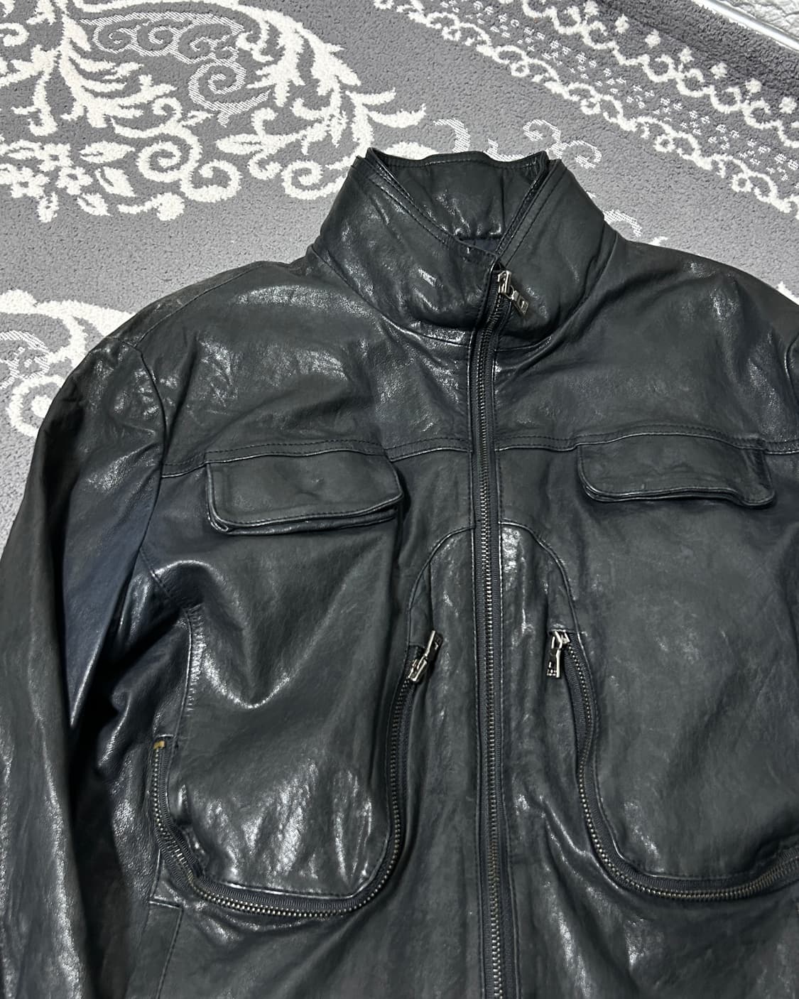 송지오 웨이브 포켓 램스킨 자켓 상품이미지4